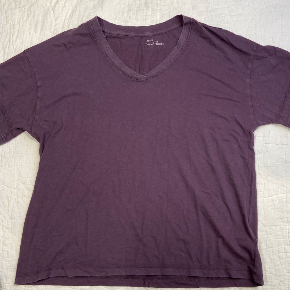 NWT Aerie Purple Short 100% Cotton Sleeve Tee size Small